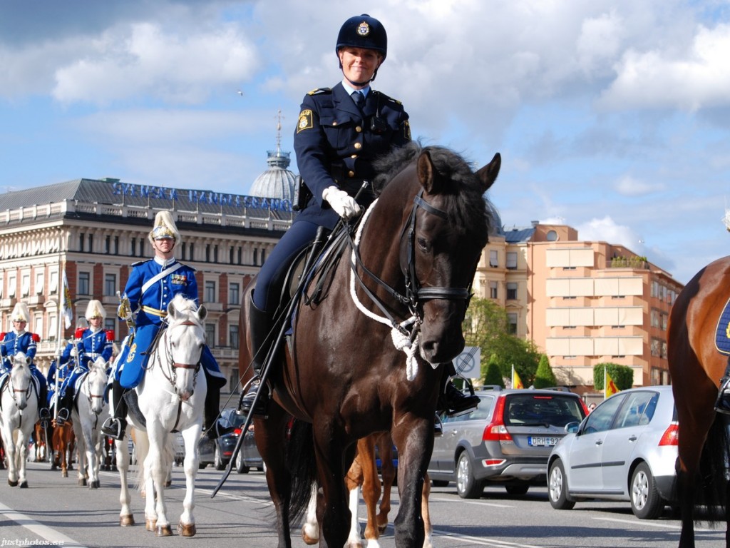 mounted policewoman on parade